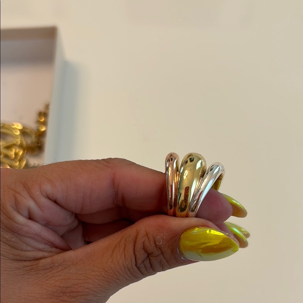 Gold And Silver Geometric Statement Ring - image 5